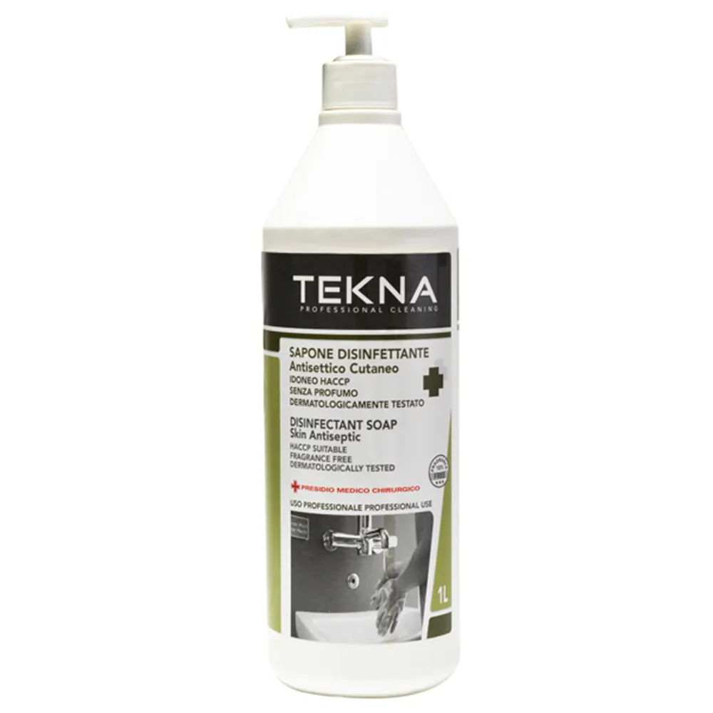 Sapone Liquido Disinfettante con Dispenser Tekna - Senza Profumazione - K014 - 1 Litro