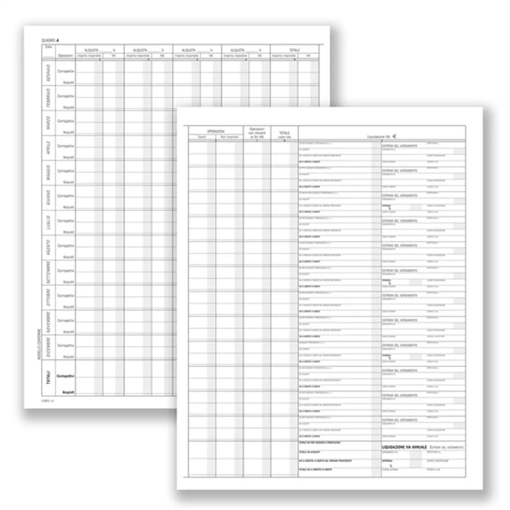 Registro Prospetto Riepilogativo Minori Data Ufficio - 8 Pagine - 24,5x31 cm - DU138510000 (Conf. 2)