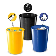 Cestino Gettacarte per Raccolta Differenziata CEP - 40 Litri - 38x49,5 cm - 1013331451 (Giallo, Blu e Nero Conf. 3)