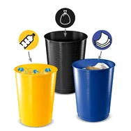 Cestino Gettacarte per Raccolta Differenziata CEP - 40 Litri - 38x49,5 cm - 1013331451 (Giallo, Blu e Nero Conf. 3)