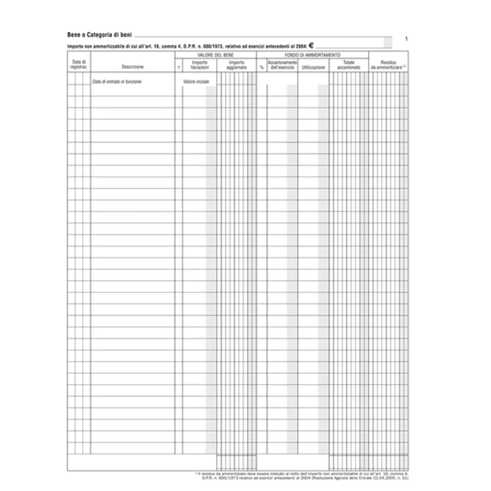 Registro Beni Ammortizzabili Data Ufficio - 45 Pagine Numerate - 24,5x31 cm - DU136800000 Registro Beni Ammortizzabili Data Ufficio - 45 Pagine Numerate - 24,5x31 cm - DU136800000