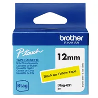 Nastro Originale Brother Btag-631 - 12 mm x 4 m - Non Laminato (Nero su Giallo)