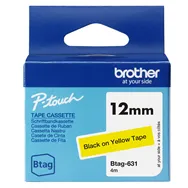 Nastro Originale Brother Btag-631 - 12 mm x 4 m - Non Laminato (Nero su Giallo)