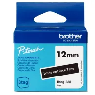 Nastro Originale Brother Btag-335 - 12 mm x 4 m - Non Laminato (Bianco su Nero)