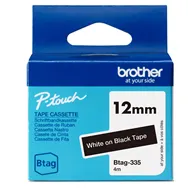 Nastro Originale Brother Btag-335 - 12 mm x 4 m - Non Laminato (Bianco su Nero)
