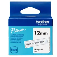 Nastro Originale Brother Btag-131 - 12 mm x 4 m - Non Laminato (Nero su Trasparente)
