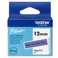Nastro Originale Brother Btag-F31 - 12 mm x 4 m - Non Laminato (Nero su Viola)