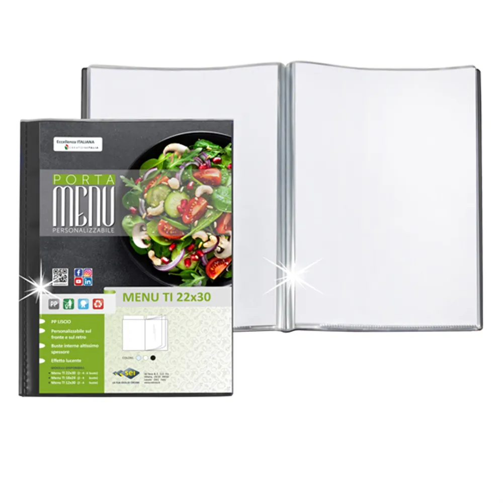 Portamenù Personalizzabile Menu TI Sei Rota - A4 - 6 Buste - 56700610 (Nero)