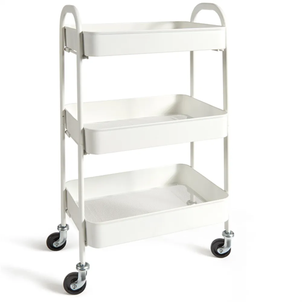 Carrello in Metallo Lino Perfetto - 43x30x80 cm - 16860 (Bianco)