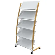 Portariviste da Terra Alba - 5 Tasche - 51,5x83x163,3 cm - DD5GMW-BC (Legno e Bianco)