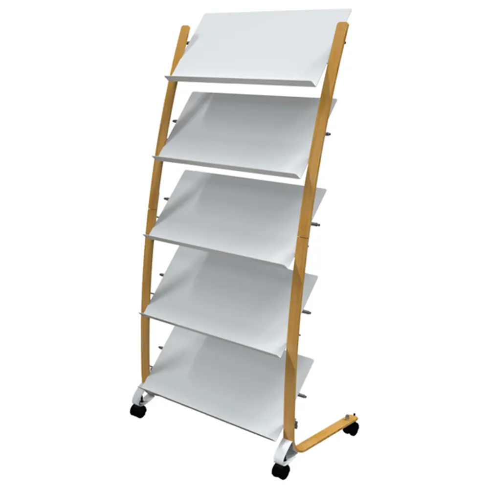 Portariviste da Terra Alba - 5 Tasche - 51,5x83x163,3 cm - DD5GMW-BC (Legno e Bianco) Portariviste da Terra Alba - 5 Tasche - 51,5x83x163,3 cm - DD5GMW-BC (Legno e Bianco)