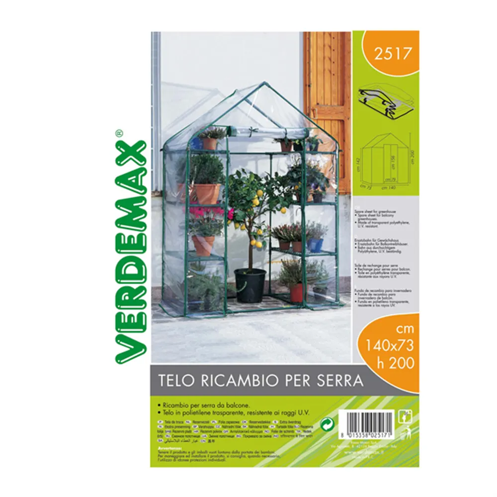 Telo di Ricambio per Serra Ibicus Verdemax - 8 Ripiani - 140x73x200 cm - 2517 (Trasparente)