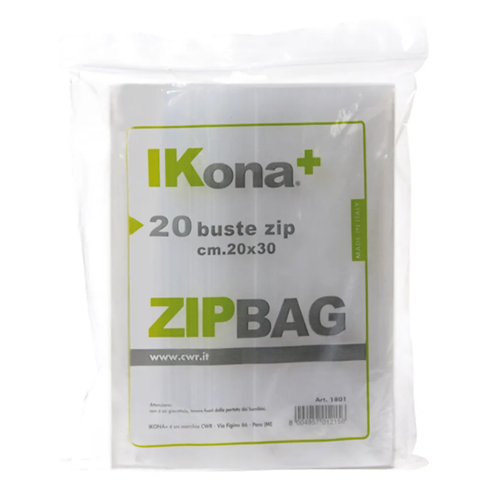 Sacchetto con Chiusura a Zip Ikona+ - 10x20 cm - 1800 (Trasparente Conf. 40)