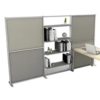 Parete Divisoria con Libreria Tretrix Studio-T - 307x180,5 cm - Profilo Silver - 3005148S (Lino Cancun e Grigio Cera)