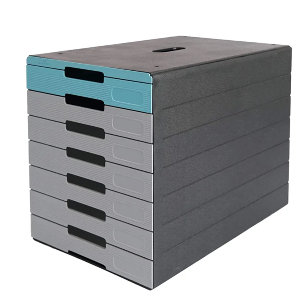 Cassettiera da Scrivania Idealbox Pro 7 Durable - 7 Cassetti - 36,5x32,2x25 cm - 7763-06 (Grigio e Azzurro)