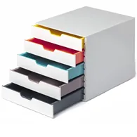 Cassettiera da Scrivania Varicolor Mix 5 Durable - 5 Cassetti - 28x29,2x36,5 cm - 7625-27 (Bianco Ghiaccio)