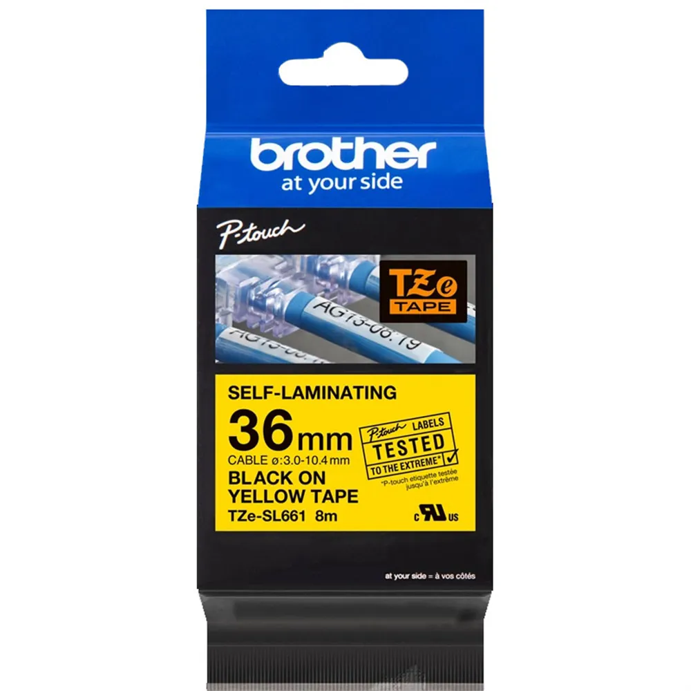 Nastro Originale Brother TZe-SL661 - 36 mm x 8 m - Laminato (Nero su Giallo)