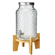 Caraffa in Metacrilato con Rubinetto e Base in Bamboo Leone - 5,6 Litri - T3026 (Trasparente)