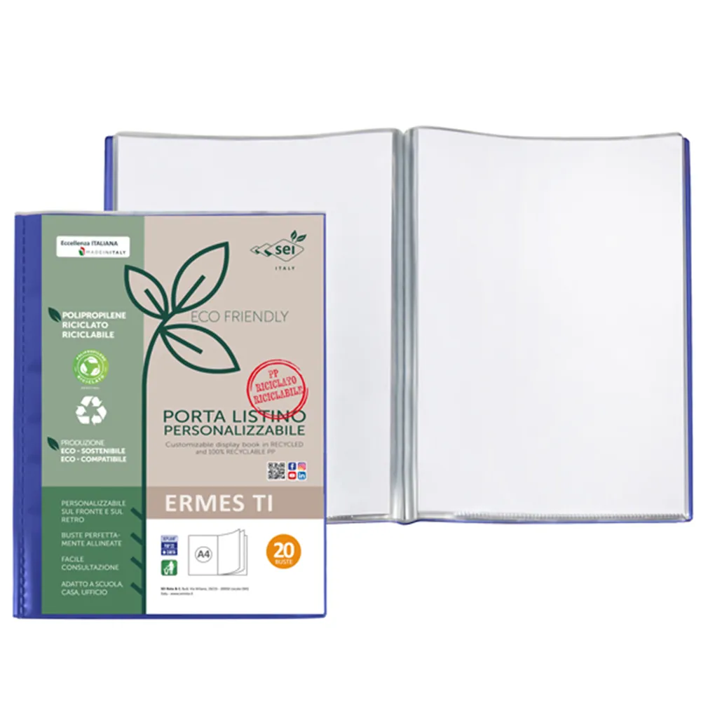 Portalistino Personalizzabile Ermes TI Sei Rota - 22x30 cm - 20 Buste - 57272007 (Blu Conf. 25)