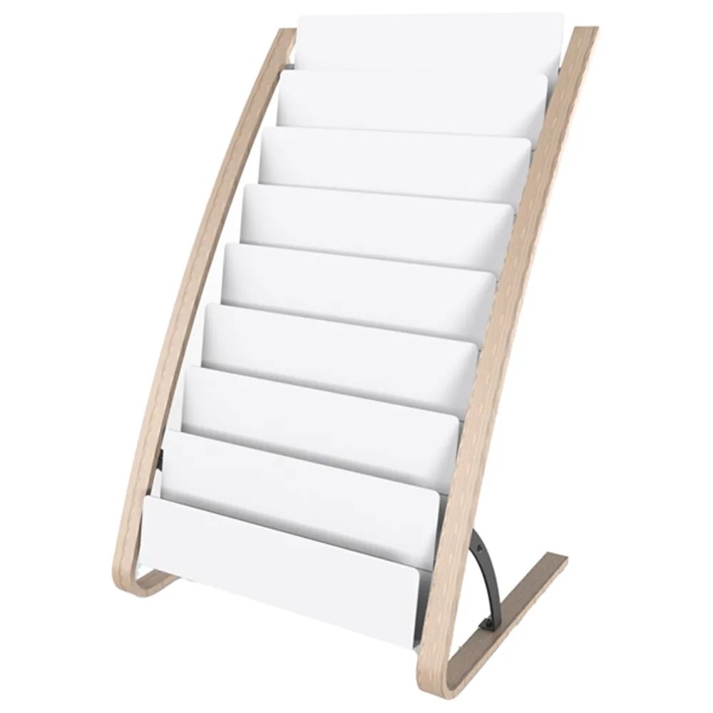 Portariviste da Terra Alba - 8x2 Tasche - 58x50x93 cm - DDEXPO8W-BC (Legno e Bianco)