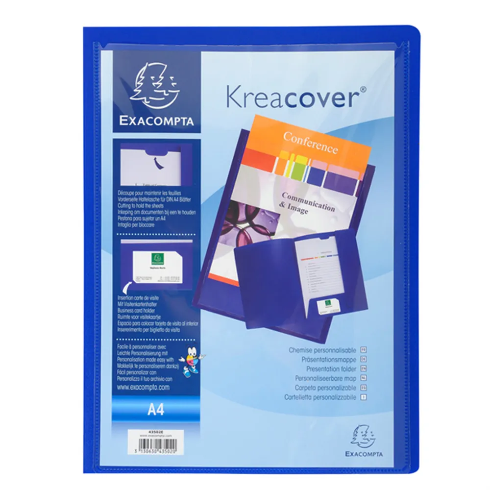 Cartella di Presentazione Kreacover Exacompta - 2 Alette - A4 - 43502E (Blu)