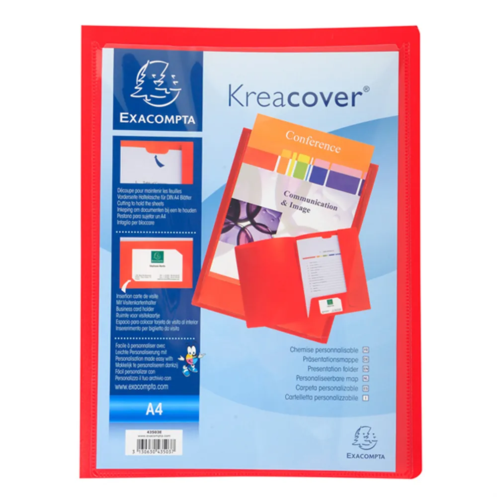Cartella di Presentazione Kreacover Exacompta - 2 Alette - A4 - 43503E (Rosso)