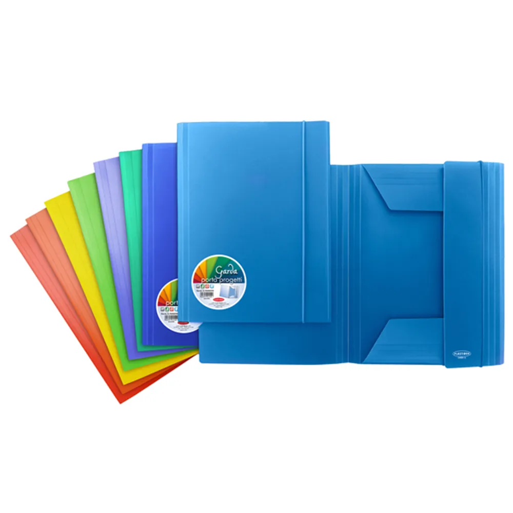 Cartella a 3 Lembi con Elastico in PP Garda Plastibor - 25,7x34,5 cm - P0000190 (Assortiti Conf. 24)