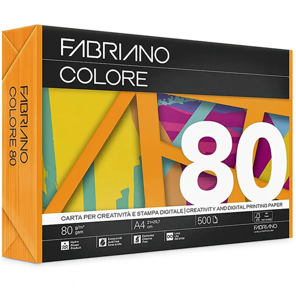 Carta Colorata Colore Fabriano - A4 - 80 g - 74421297 (Aragosta Forte Conf. 500)