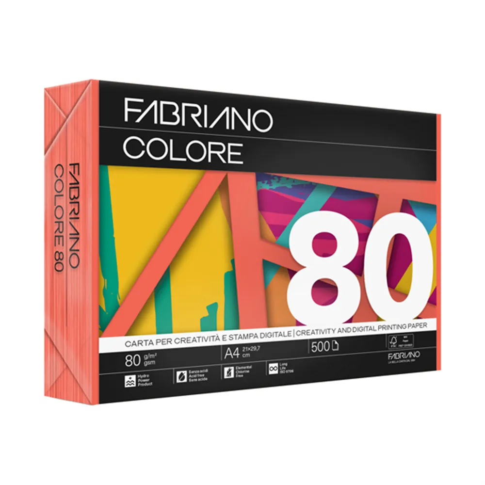 Carta Colorata Colore Fabriano - A4 - 80 g - 75921297 (Arancio Forte Conf. 500)