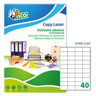 Etichette Adesive Copy Laser Premium Tico senza Margini - A4 - 52x30 mm - LP4W-5230 (Bianco Conf. 4000)