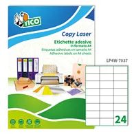 Etichette Adesive Copy Laser Premium Tico senza Margini - A4 - 70x37 mm - LP4W-7037 (Bianco Conf. 2400)