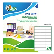 Etichette Adesive Copy Laser Premium Tico senza Margini - A4 - 70x37 mm - LP4W-7037 (Bianco Conf. 2400)