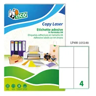 Etichette Adesive Copy Laser Premium Tico senza Margini - A4 - 105x148 mm - LP4W-105148 (Bianco Conf. 100)