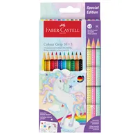 Matite Colorate Colour Grip e Sparkle Faber Castell - 3,3 mm - 201542 (Assortiti Conf. 10+3)