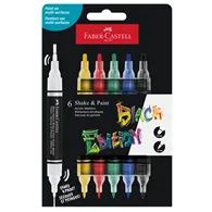 Marcatore Permanente Shake&Paint Faber Castell - Doppia Punta Tonda - 1 e 3 mm - 285507 (Assortiti Basic Conf. 6)