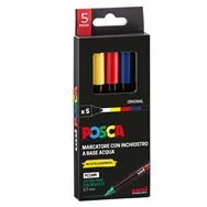 Marcatore a Tempera Uni Posca PC1M Uni-Ball - Punta Tonda - 0,7 mm - M-PC1MR-5P/2 (Assortiti Conf. 5)