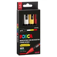 Marcatore a Tempera Uni Posca PC5M Uni-Ball - Punta Tonda - 1,8-2,5 mm - M-PC5M-4P (Assortiti Conf. 4)