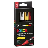 Marcatore a Tempera Uni Posca PC5M Uni-Ball - Punta Tonda - 1,8-2,5 mm - M-PC5M-4P (Assortiti Conf. 4)