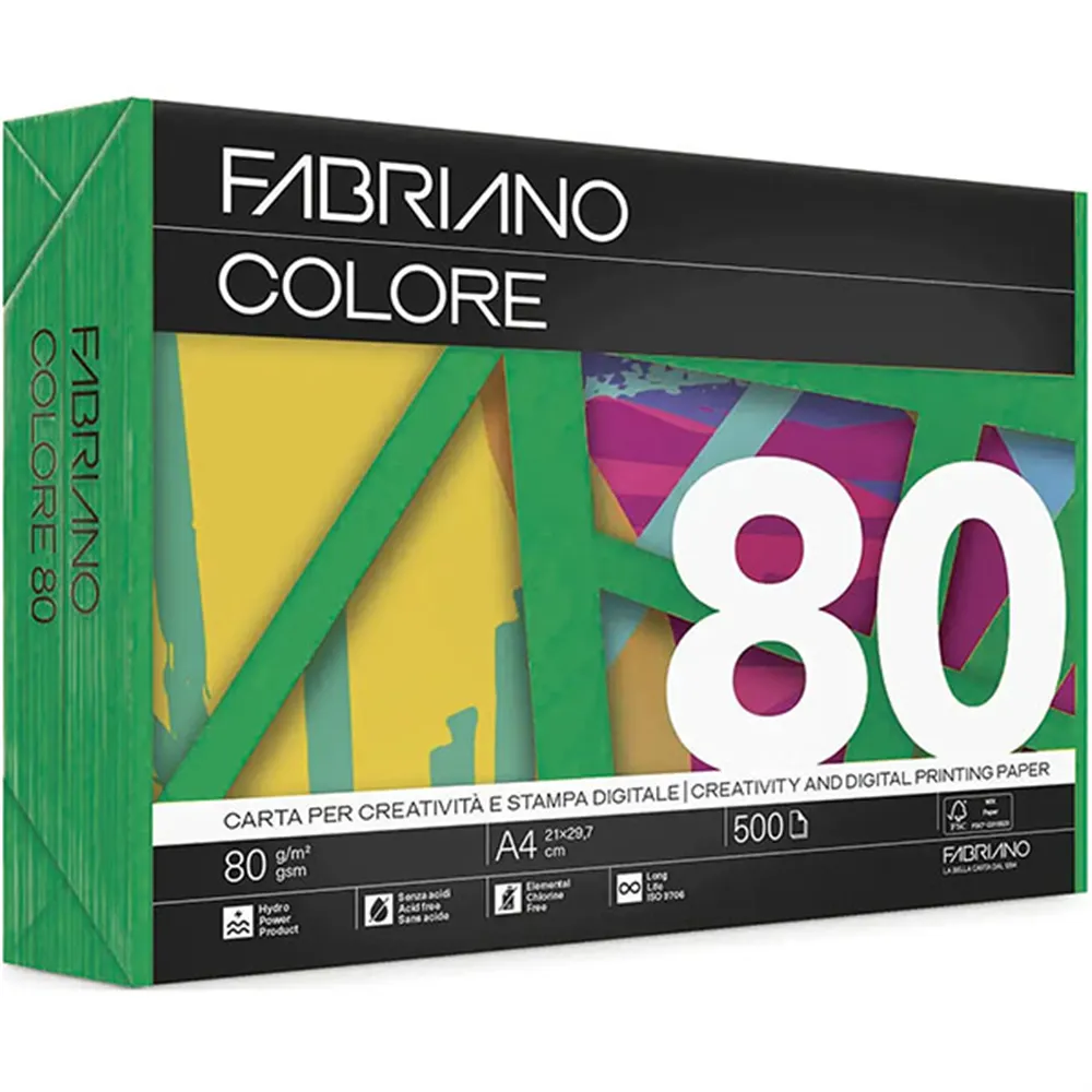 Carta Colorata Colore Fabriano - A3 - 80 g - 74129742 (Verde Forte Conf. 250)