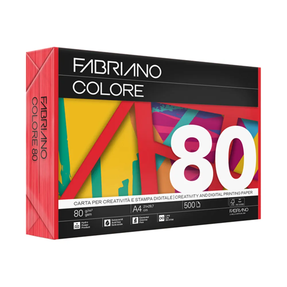 Carta Colorata Colore Fabriano - A3 - 80 g - 74529742 (Rosso Forte Conf. 250)
