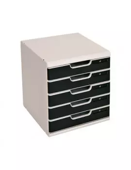 Cassettiera Modulo A4 Multiform - 5 Cassetti - 28,8x35x32 cm - 301014D (Grigio e Nero)