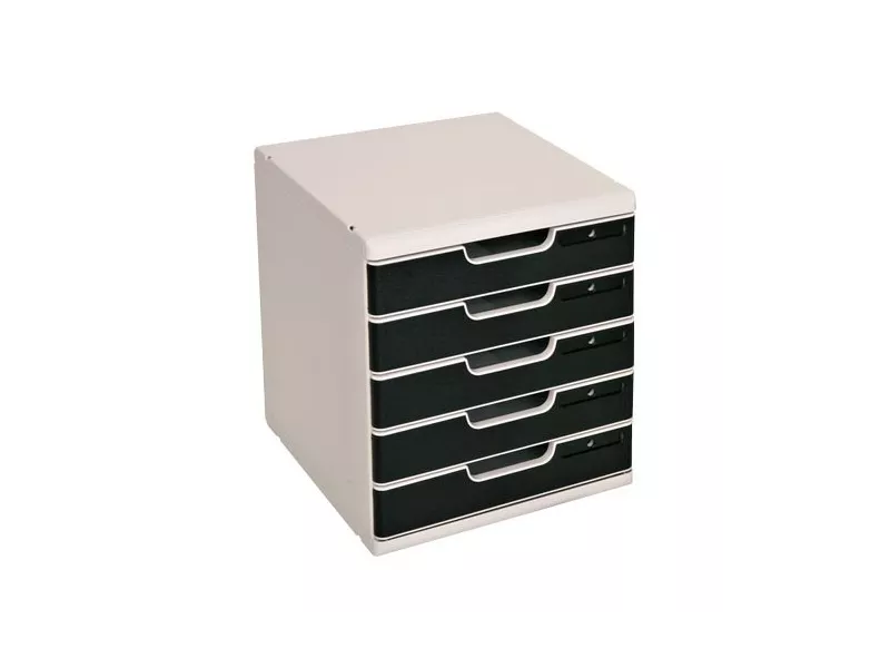 Cassettiera Modulo A4 Multiform - 5 Cassetti - 28,8x35x32 cm - 301014D (Grigio e Nero)