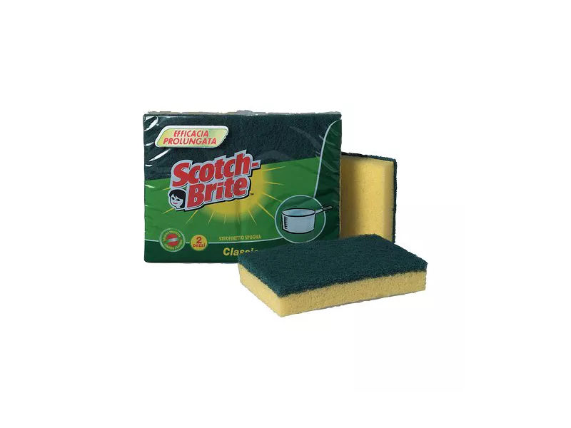 Spugna per Stoviglie Scotch-Brite A12 3M - 130x75x40 mm - 91696 (Giallo e Verde Conf. 2) Spugna per Stoviglie Scotch-Brite A12 3M - 130x75x40 mm - 91696 (Giallo e Verde Conf. 2)