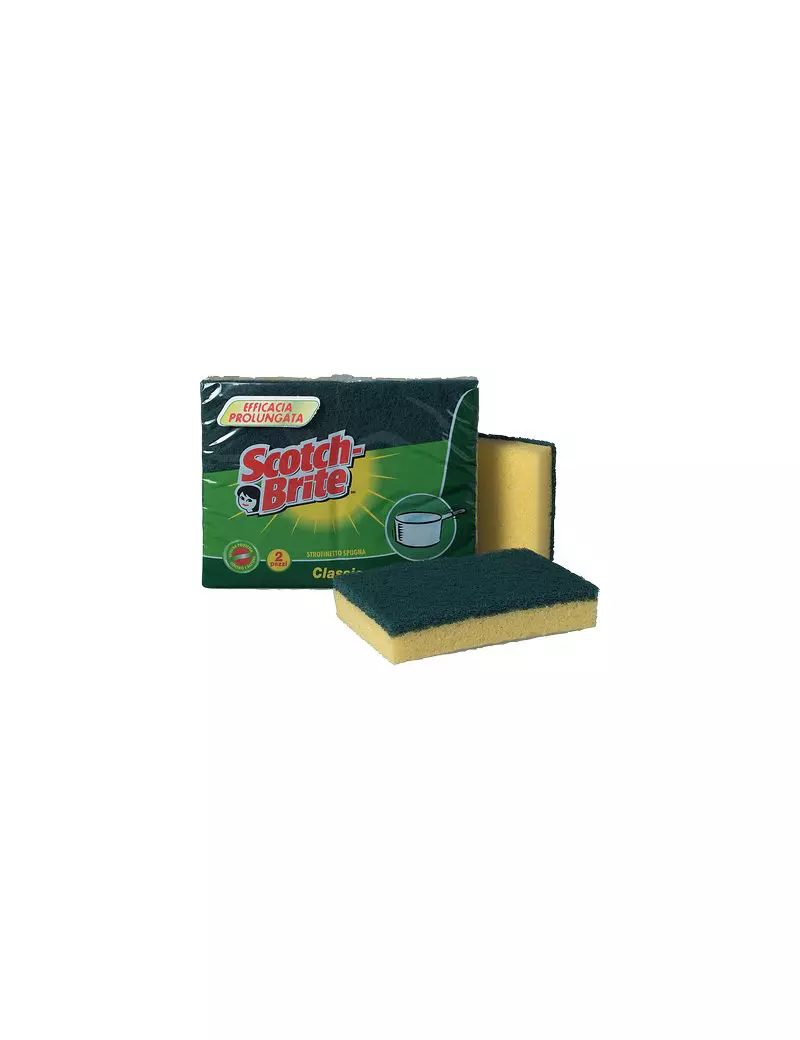 Spugna per Stoviglie Scotch-Brite A12 3M - 130x75x40 mm - 91696 (Giallo e Verde Conf. 2) Spugna per Stoviglie Scotch-Brite A12 3M - 130x75x40 mm - 91696 (Giallo e Verde Conf. 2)