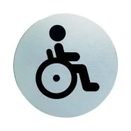 Pittogramma in Acciaio Durable - Rotondo - WC Diversamente Abili - Ø83 mm - 4906-23 (Argento)