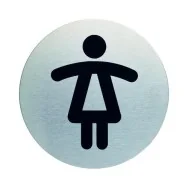 Pittogramma in Acciaio Durable - Rotondo - WC Donne - Ø83 mm - 4904-23 (Argento)
