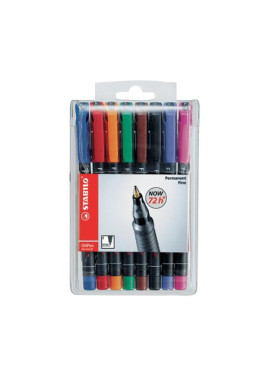 Penna OHPen Universal Permanente Stabilo - Punta Media - 843/8 (Assortiti Conf. 8)