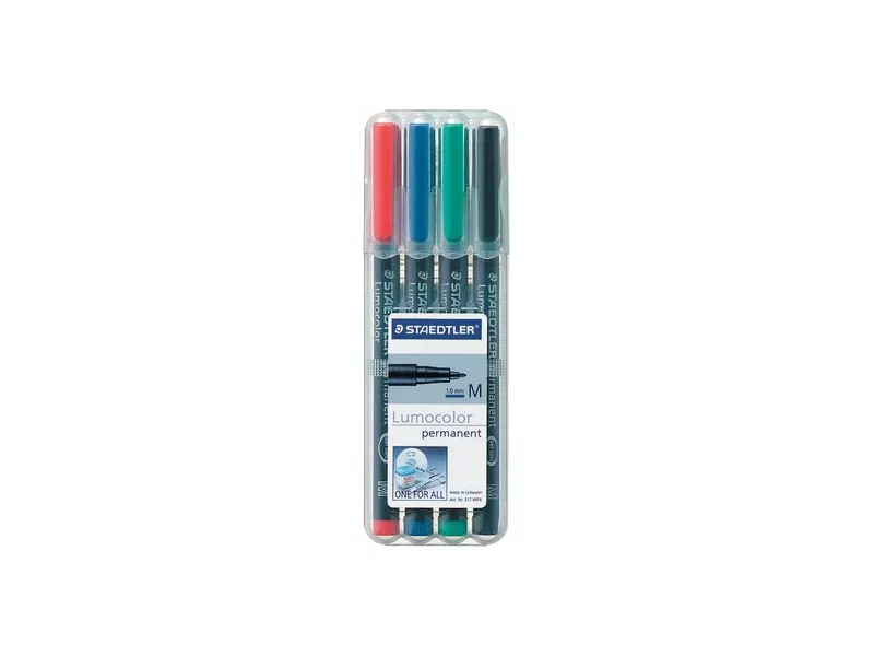 Penna con Punta Sintetica Lumocolor Permanent 317 M Staedtler - Punta Media - 1 mm - 317WP4 (Assortiti Conf. 4)