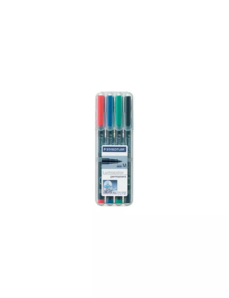 Penna con Punta Sintetica Lumocolor Permanent 317 M Staedtler - Punta Media - 1 mm - 317WP4 (Assortiti Conf. 4) Penna con Punta Sintetica Lumocolor Permanent 317 M Staedtler - Punta Media - 1 mm - 317WP4 (Assortiti Conf. 4)