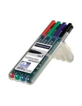 Penna con Punta Sintetica Lumocolor Permanent 318 F Staedtler - Punta Fine - 0,6 mm - 318WP4 (Assortiti Conf. 4)